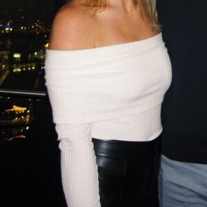 Urban Outfitters White Shoulder-less Top